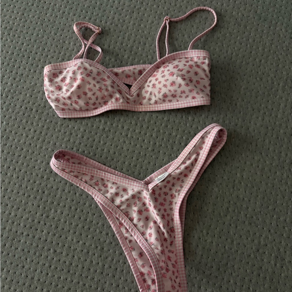 Strawberry Milk Mob Pink Floral Bikini